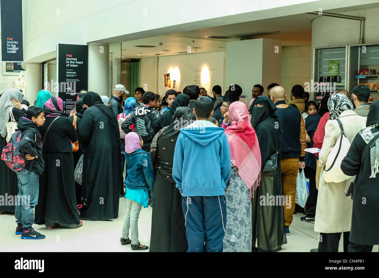 People Queuing To Visit The Hajj Exhibition At The British Museum In 