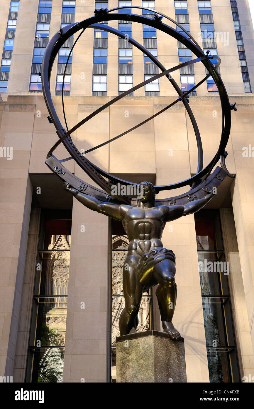United States, New York, Manhattan, Midtown, 5th Avenue, Rockefeller Center Stock Photo