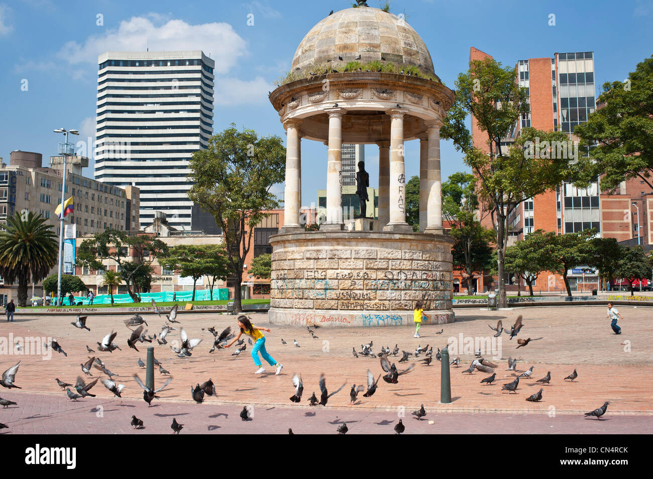 Colombia, Cundinamarca Department, Bogota, downtown district, Parque de los Periodistas Stock Photo