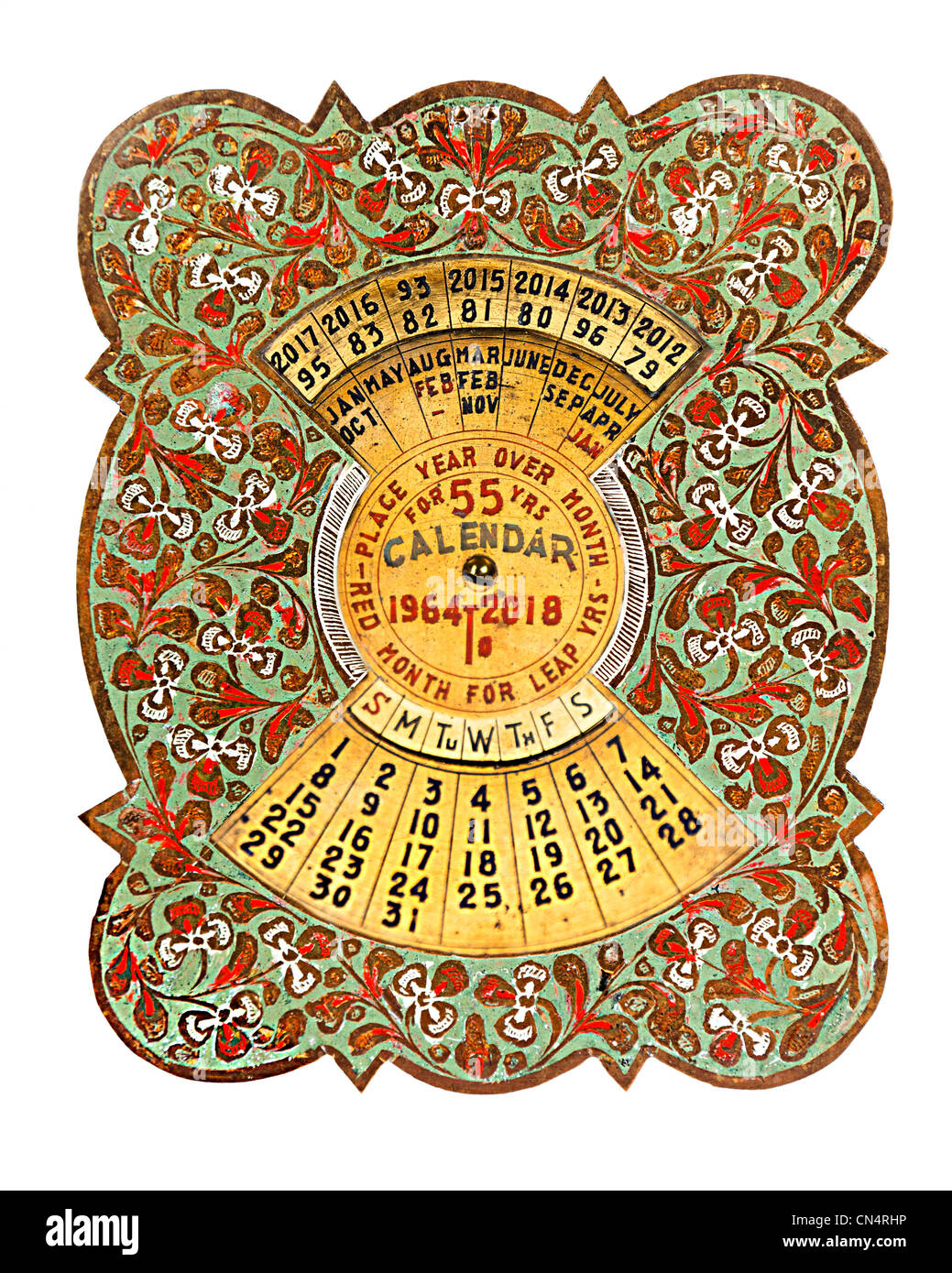 antique-perpetual-calendar-made-in-metal-covering-the-years-from-1964