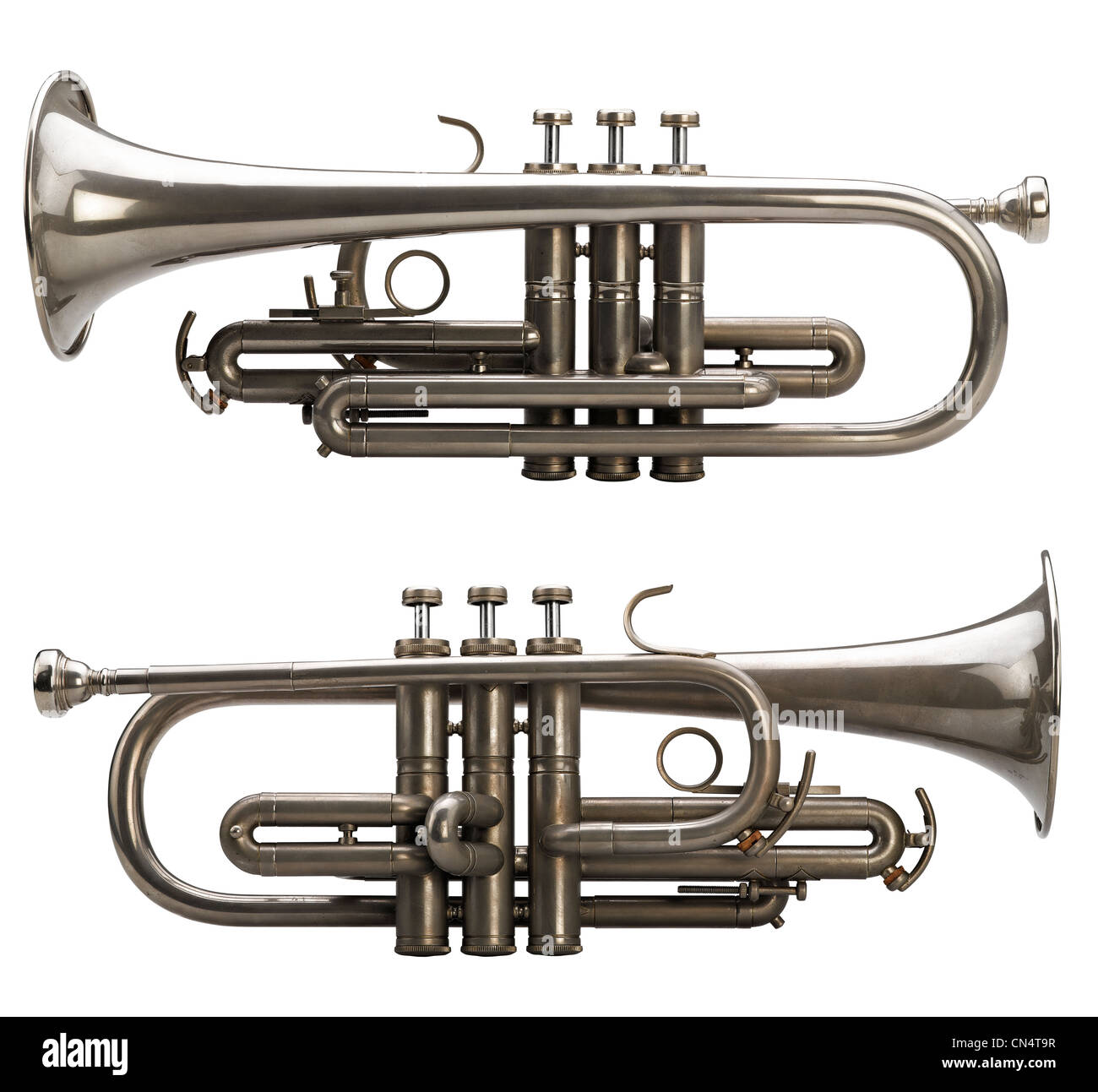 Trumpet music gold silver melody instrument horn art create Stock Photo -  Alamy