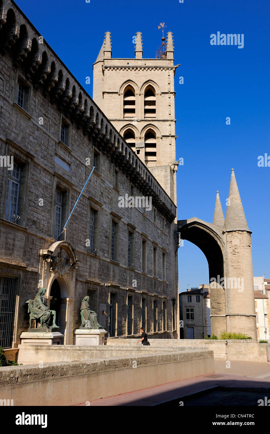 France, Herault, Montpellier, historical center, medecine university and the St Pierre cathedral Stock Photo