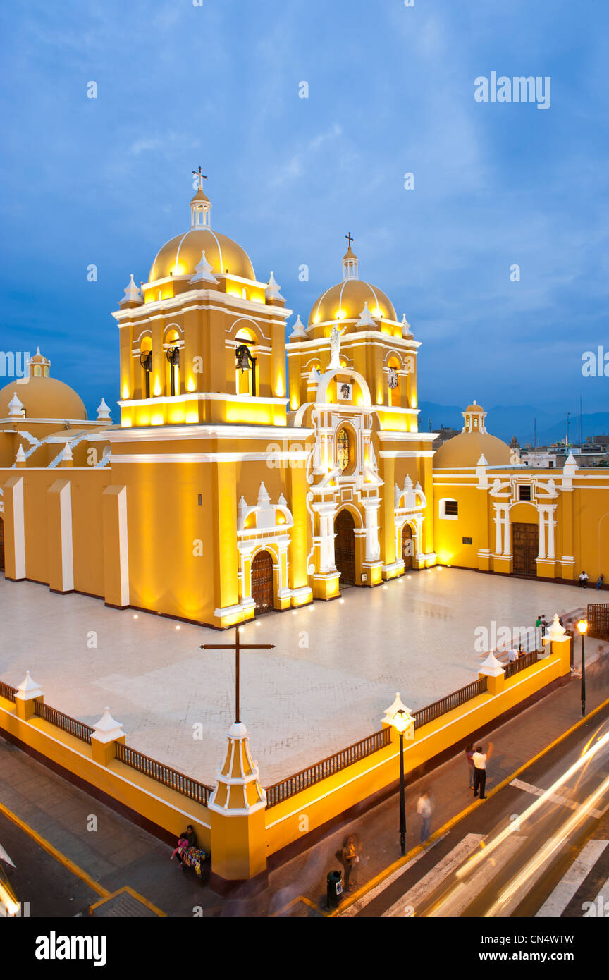 Peru, La Libertad province, north coast, Trujillo, Plaza de Armas, the cathedral Stock Photo