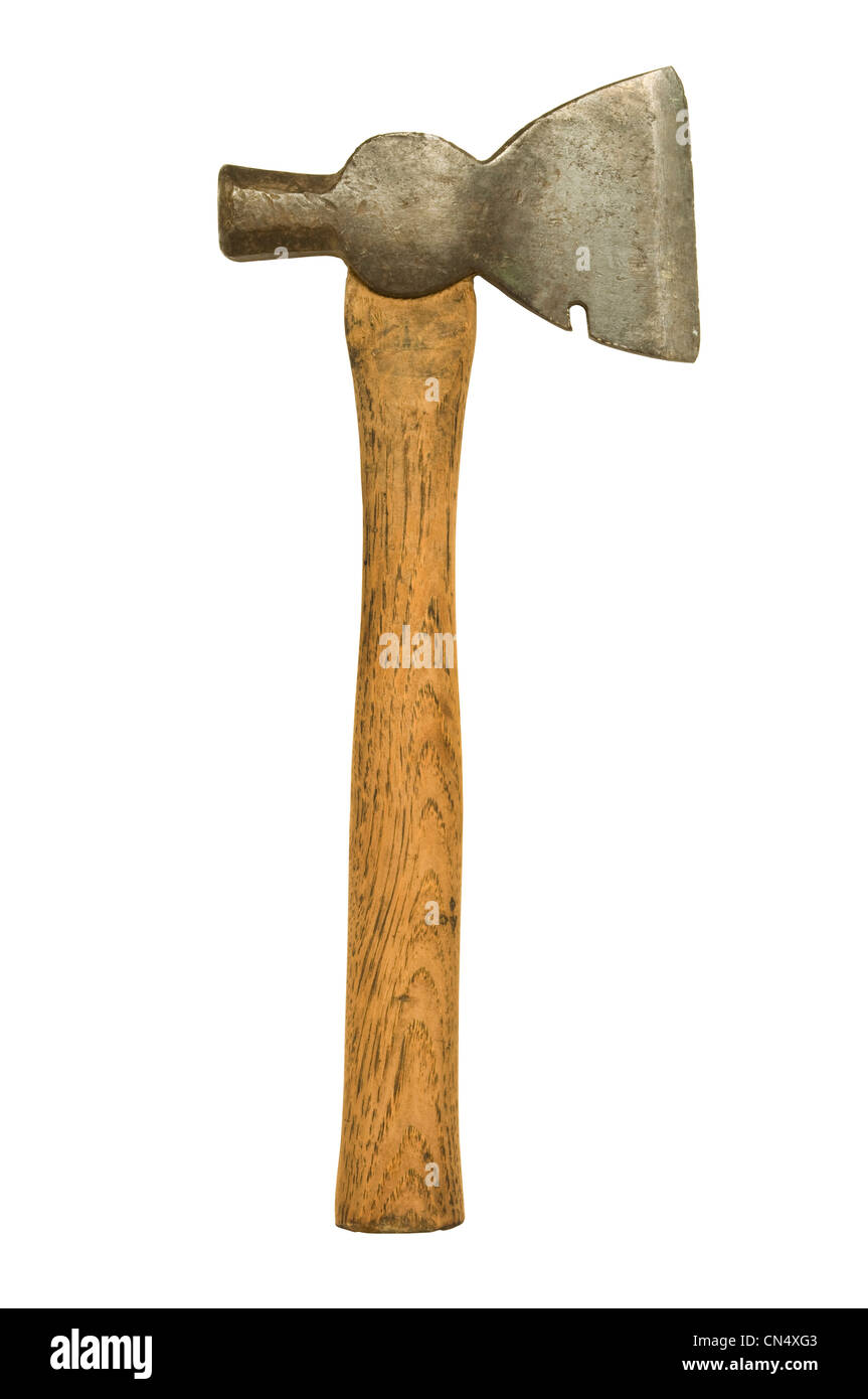 Hatchet or hand ax isolated on a white background Stock Photo