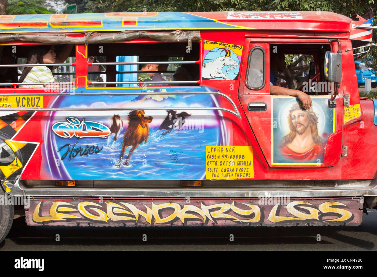 Philippines, Luzon island, Manila, Ermita district, a jeepney (jeep extended to carry passengers) Stock Photo