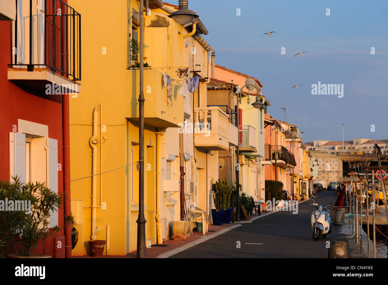 France, Herault, Sete, Pointe Courte District, village of fishermen opening onto the Etang de Thau, Quai du Mistral Stock Photo