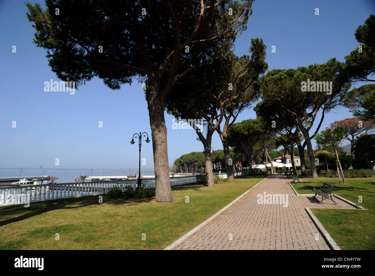 Italy, Lazio, Bolsena, lakeside promenade Stock Photo