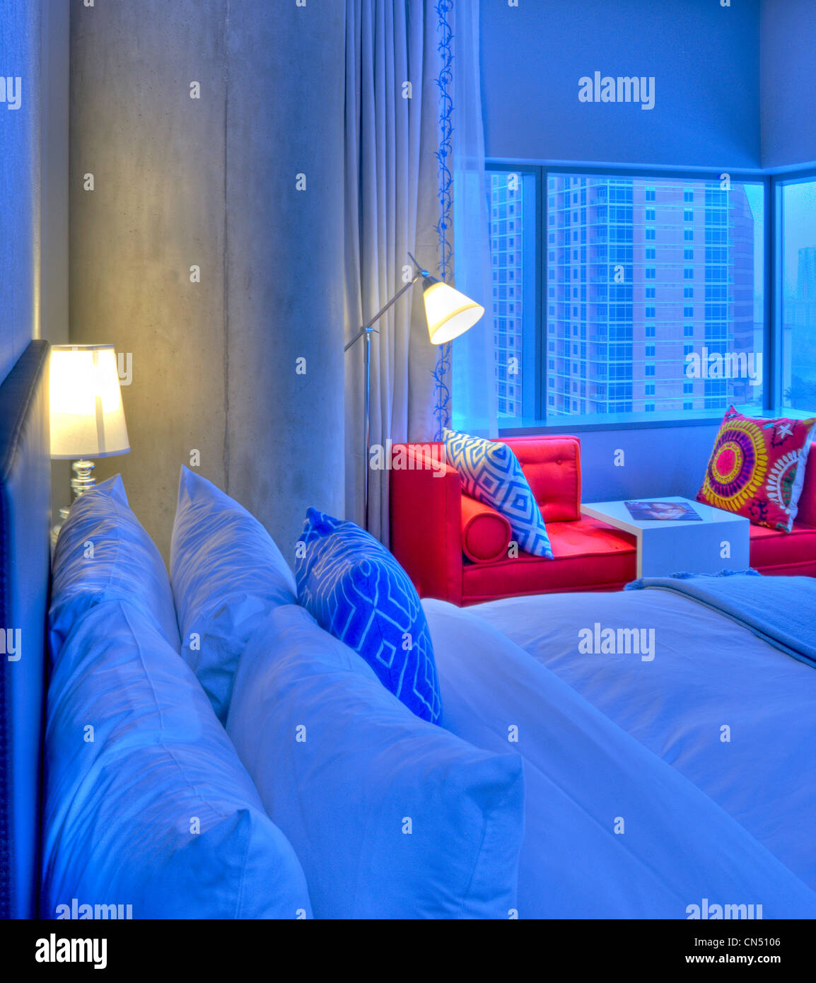 WOW Suite at W Austin Hotel Stock Photo