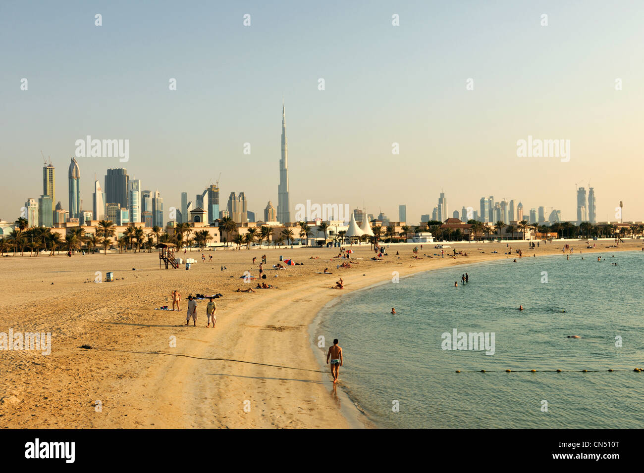 United Arab Emirates Dubai Jumeirah Beach With The Towers