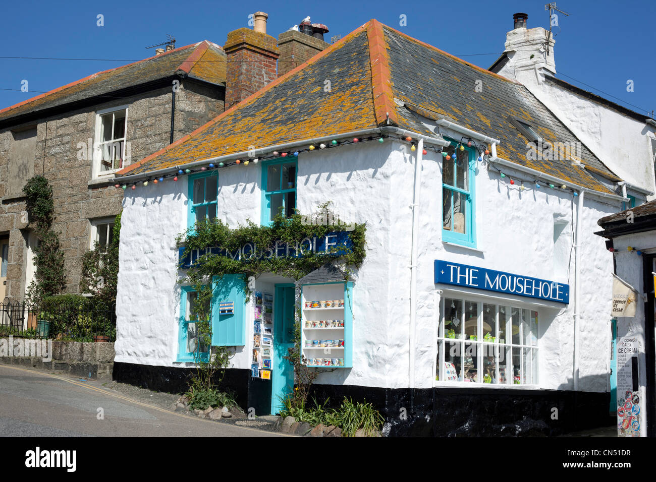The Mousehole Gift Shop in the small seaside village of Mousehole, Cornwall UK. Stock Photo