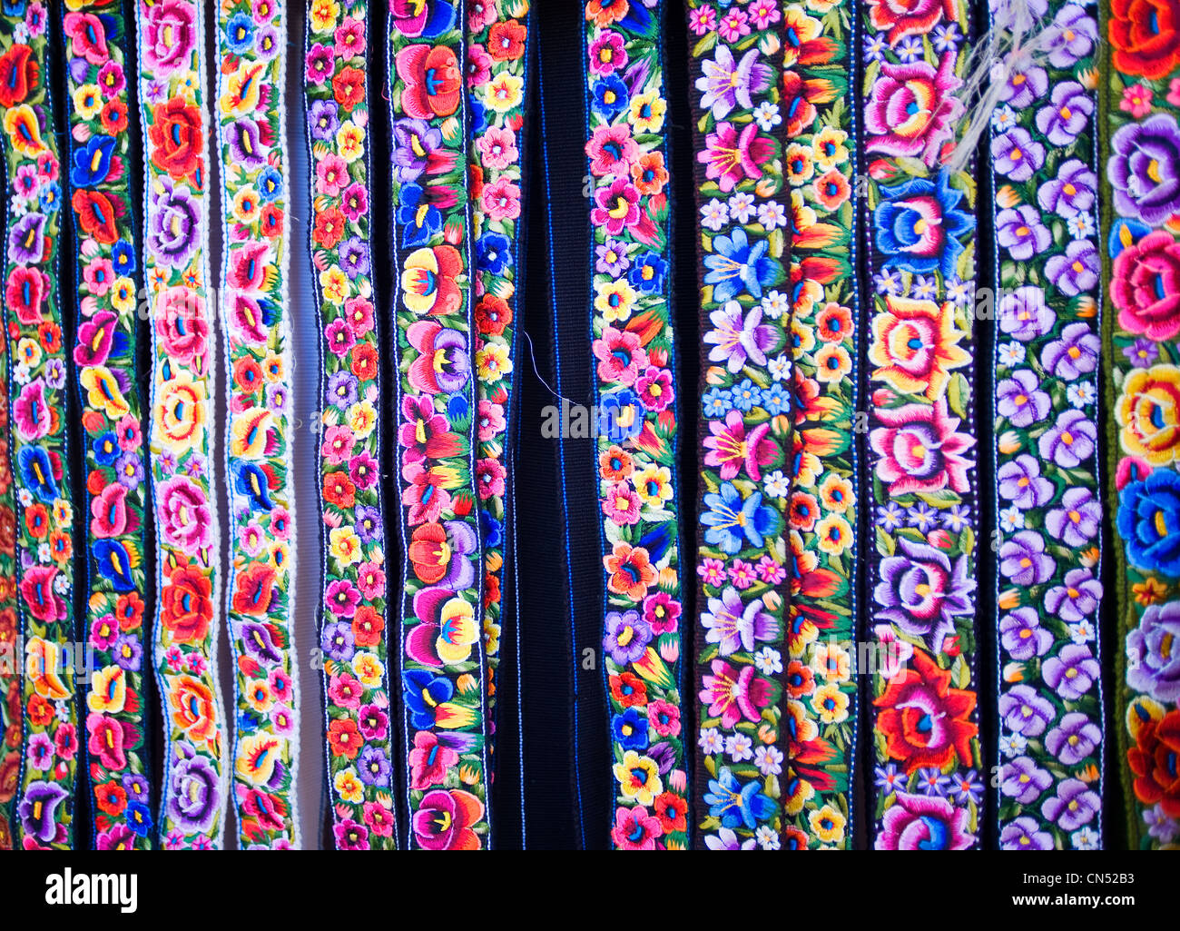 Colorful handicrafts for sale in Comalapa. Stock Photo