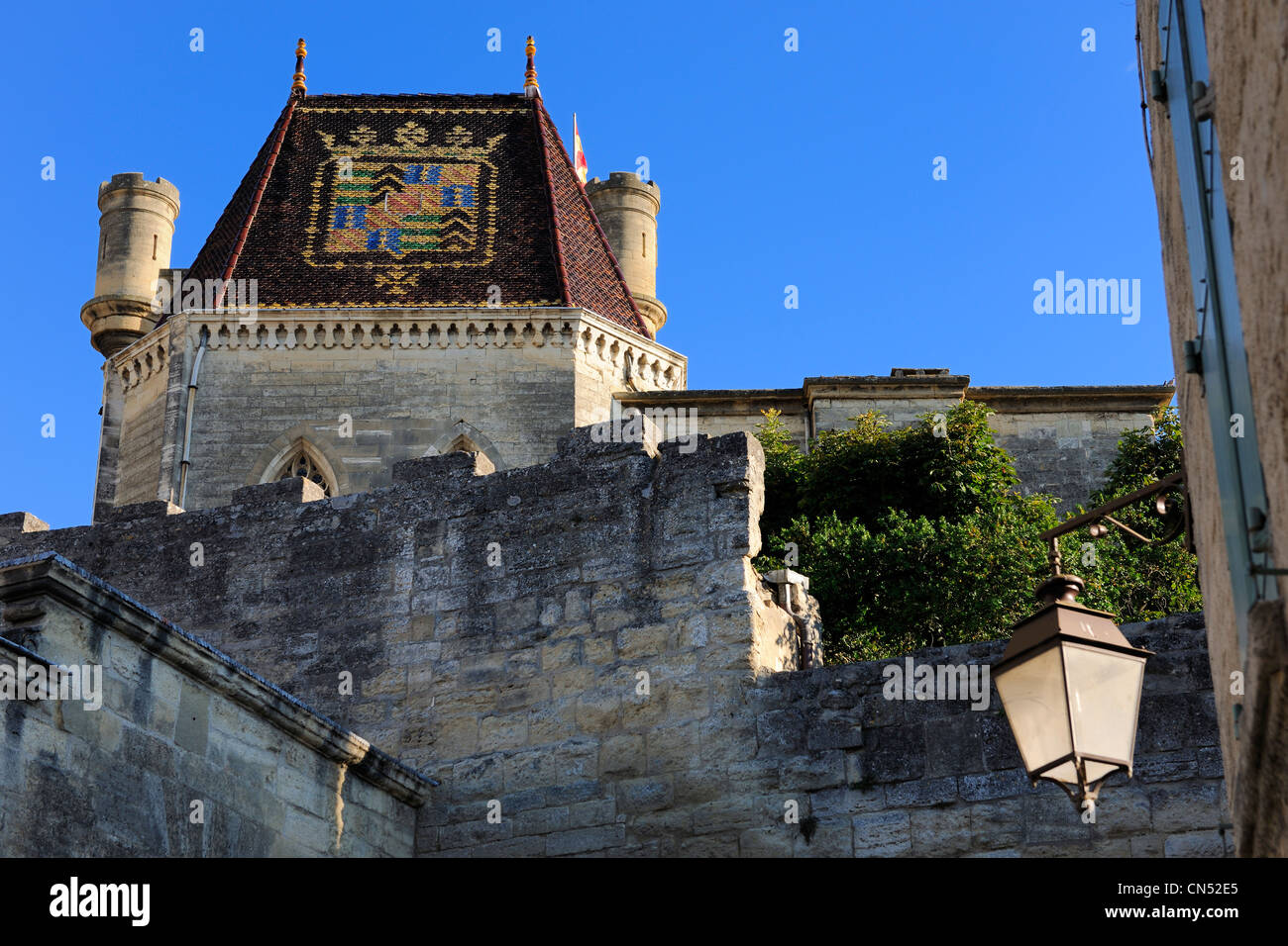 France, Gard, Pays d'Uzege, Uzes, Duke's castle called the Duche d'Uzes, the chapel's roof Stock Photo