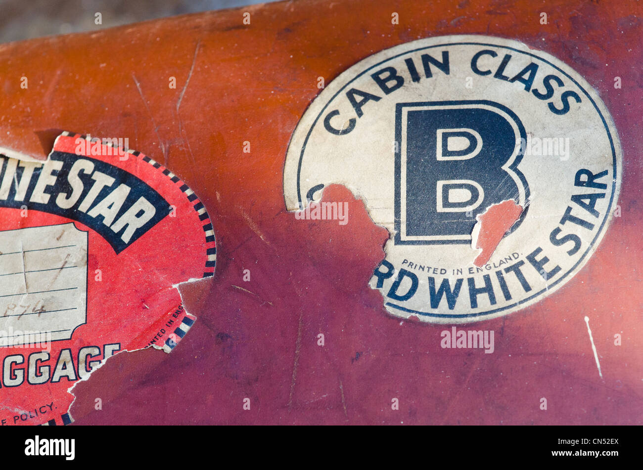 Cunard White Star Luggage Sticker on Suitcase Stock Photo Alamy