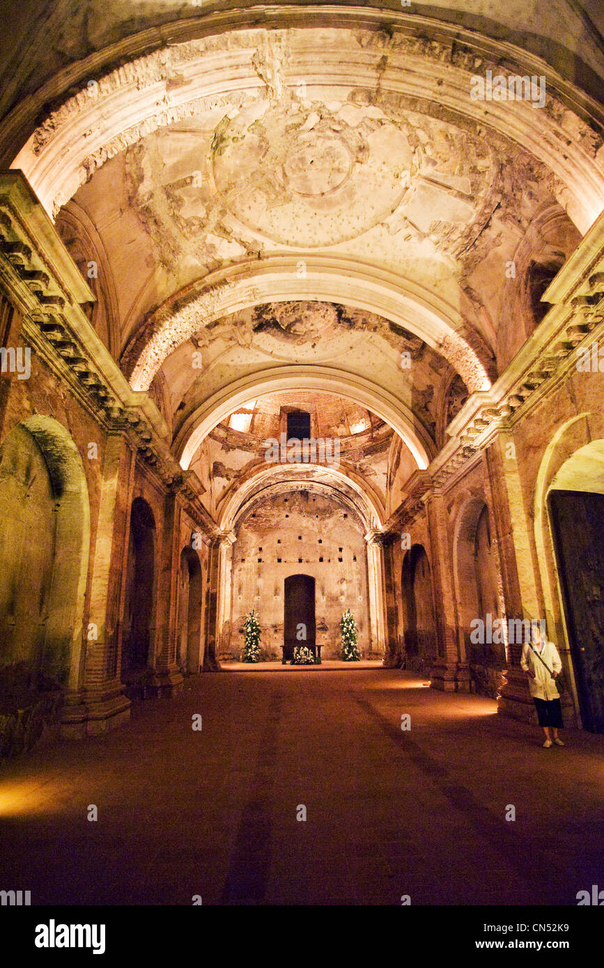 Interior of San Jose El Viejo church lit up at night. Stock Photo