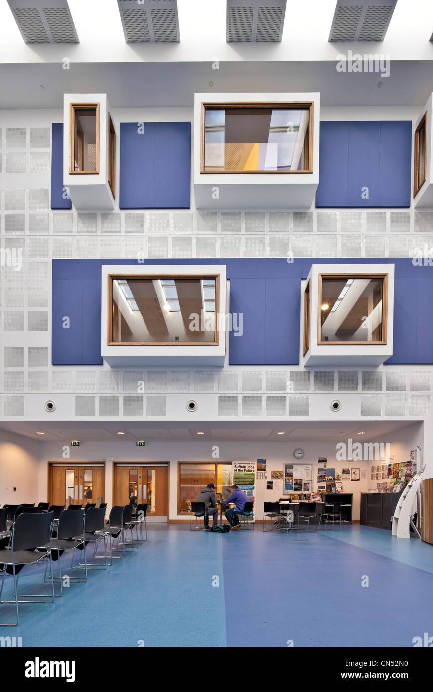 Interior hall at Suffolk One Sixth Form College in Ipswich Stock Photo