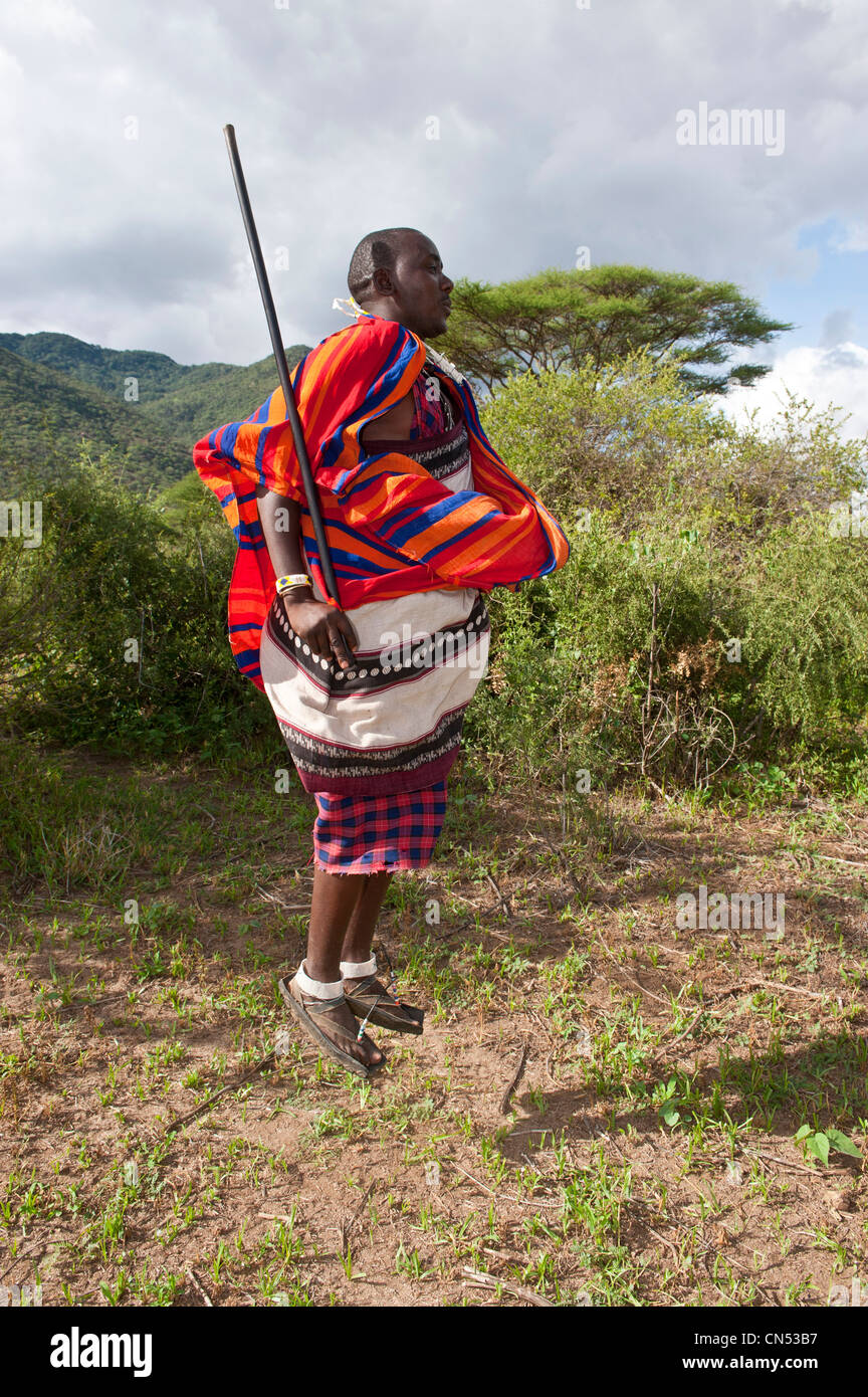 Tanzania, Arusha region, Maasai country, Longido Volcano, the Maasai guide Salonga Stock Photo