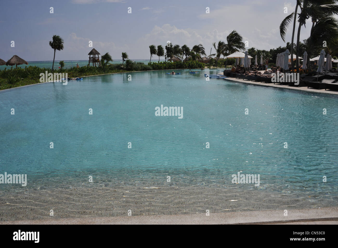 Infinity Pool at a resort in Cancun Mexico Stock Photo Alamy