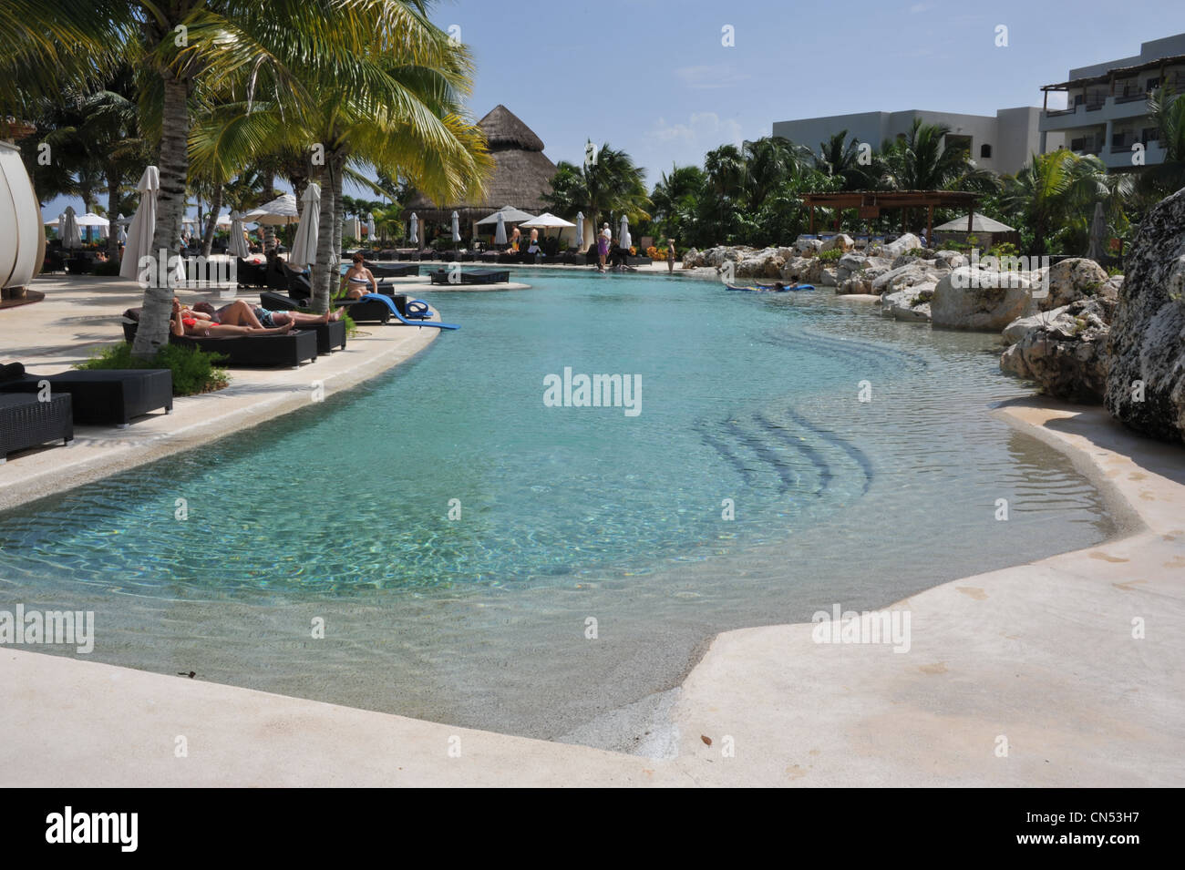 Infinity Pool at a resort in Cancun Mexico Stock Photo Alamy