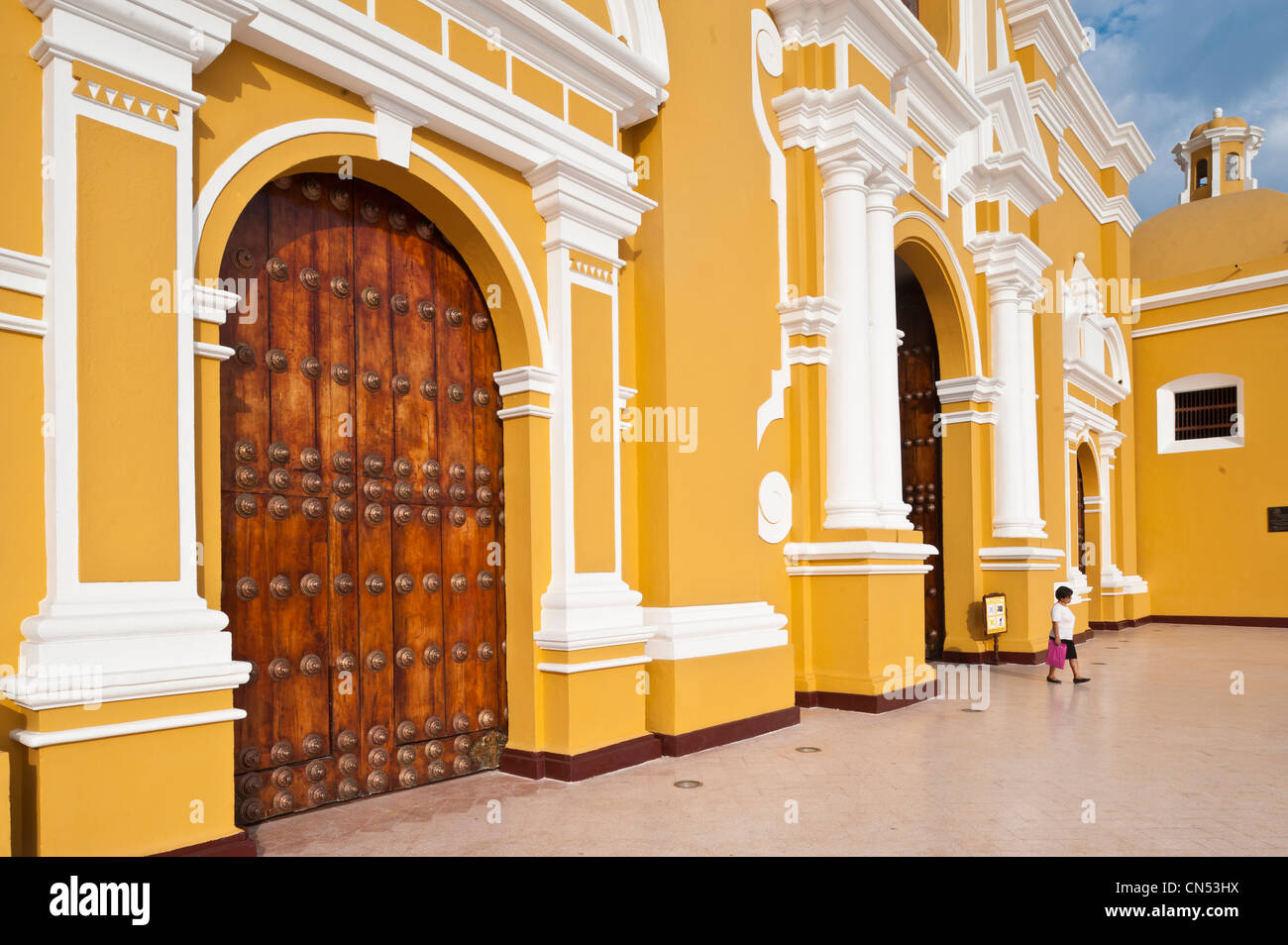 Peru, La Libertad province, north coast, Trujillo, Plaza de Armas, the cathedral Stock Photo