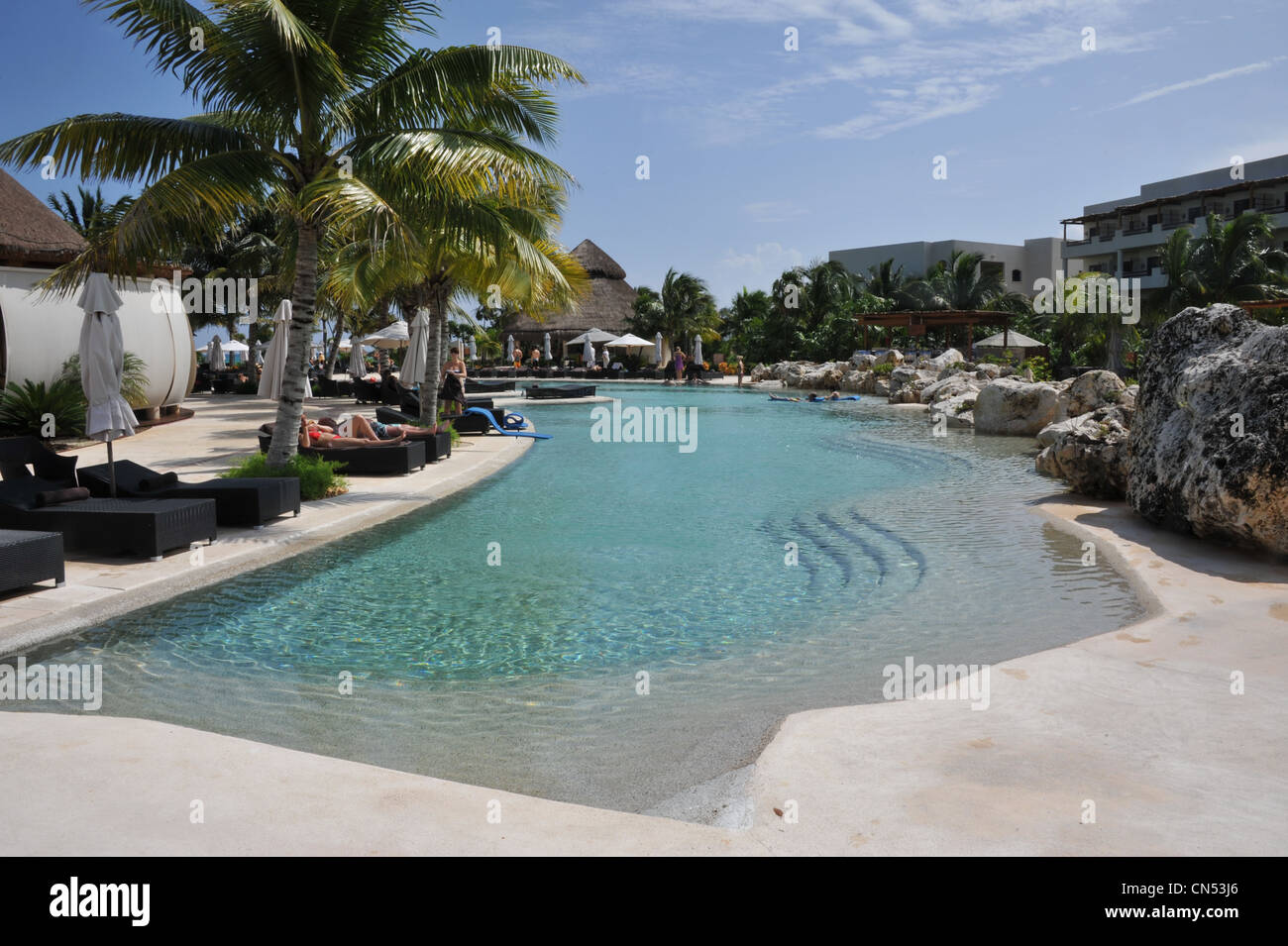 Infinity Pool at a resort in Cancun Mexico Stock Photo Alamy