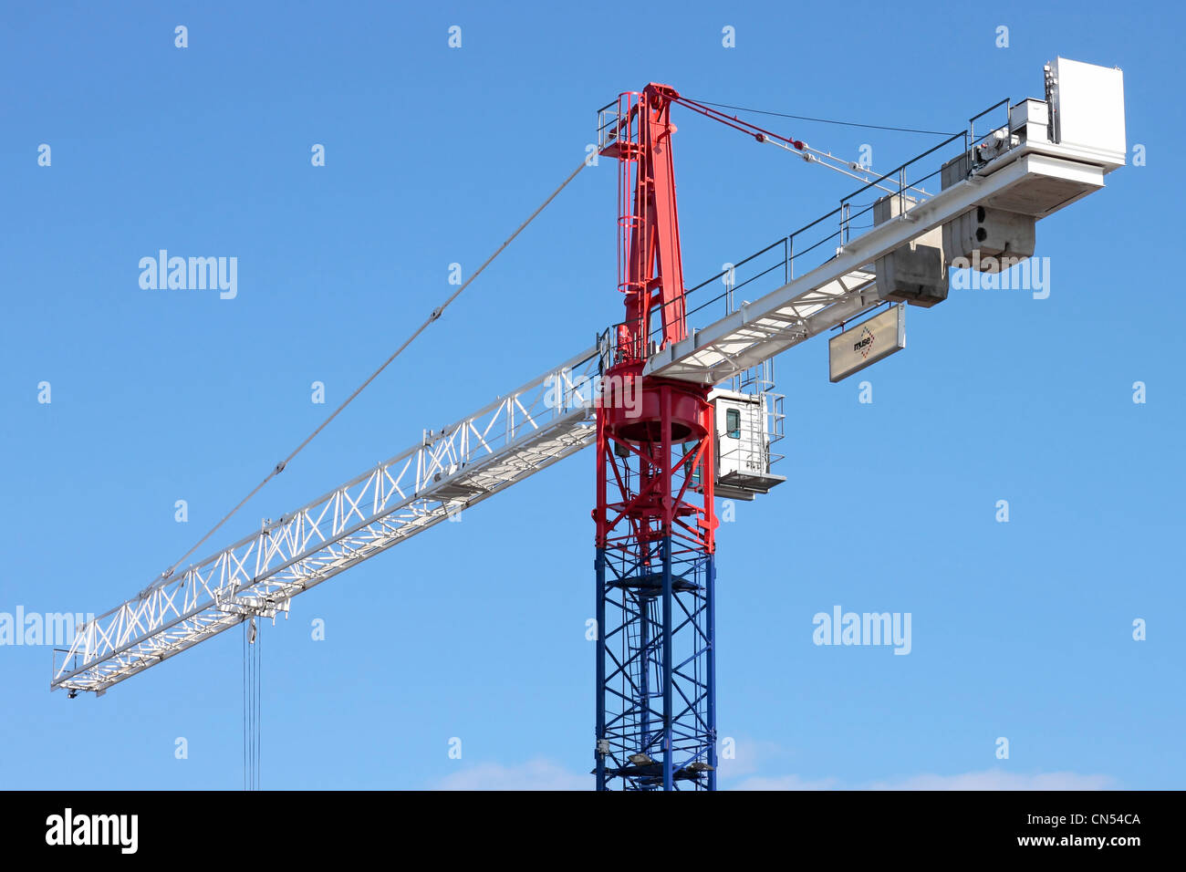 Tower Crane against blue sky background nobody Stock Photo