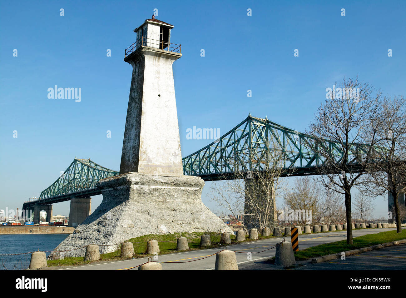 Lighthouse and Jacques Cartier Bridge, Saint Helen Island, Montreal