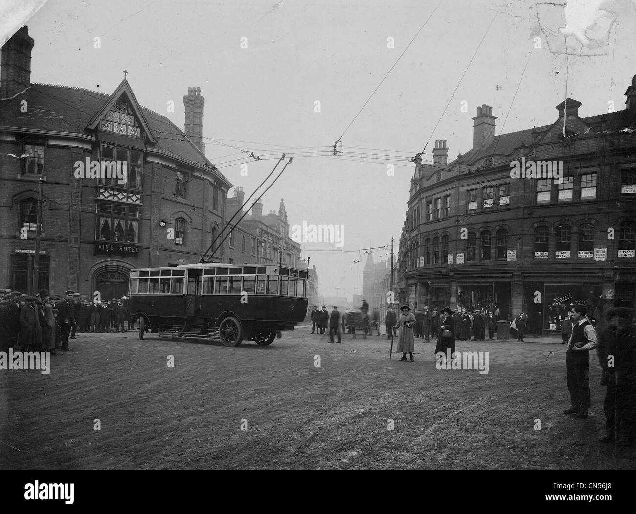 Trolleybus, Princes Square, Wolverhampton, 1920s. Stock Photo