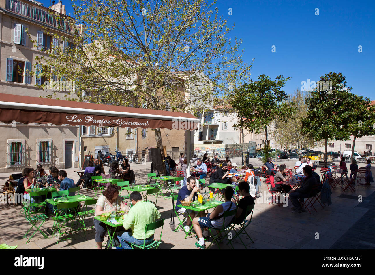 France, Bouches du Rhone, Marseille, Panier District, street and square Pistoles Stock Photo