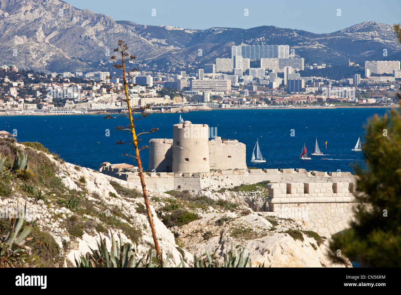 France, Bouches du Rhone, Marseille, Archipel du Frioul and the Chateau d'If Stock Photo