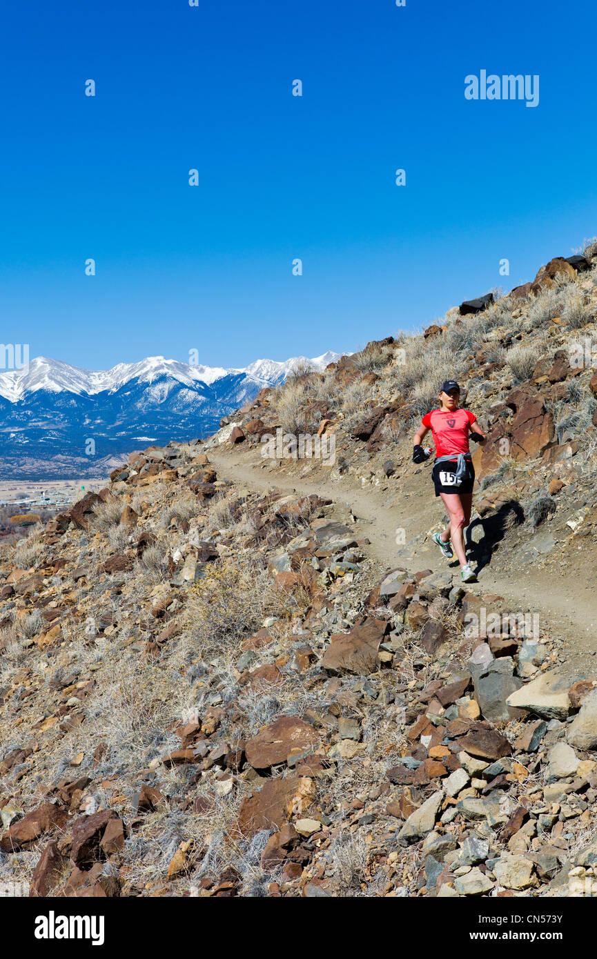 Runners compete in the Run Through Time Half Marathon, Salida, Colorado