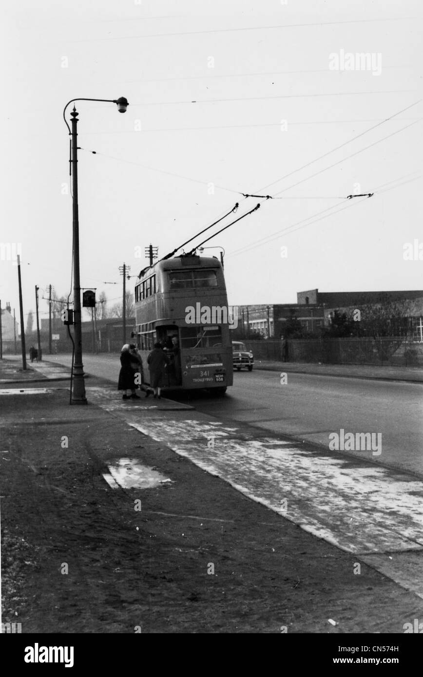 Trolleybus, Willenhall Road, Willenhall, mid 20th century. Stock Photo