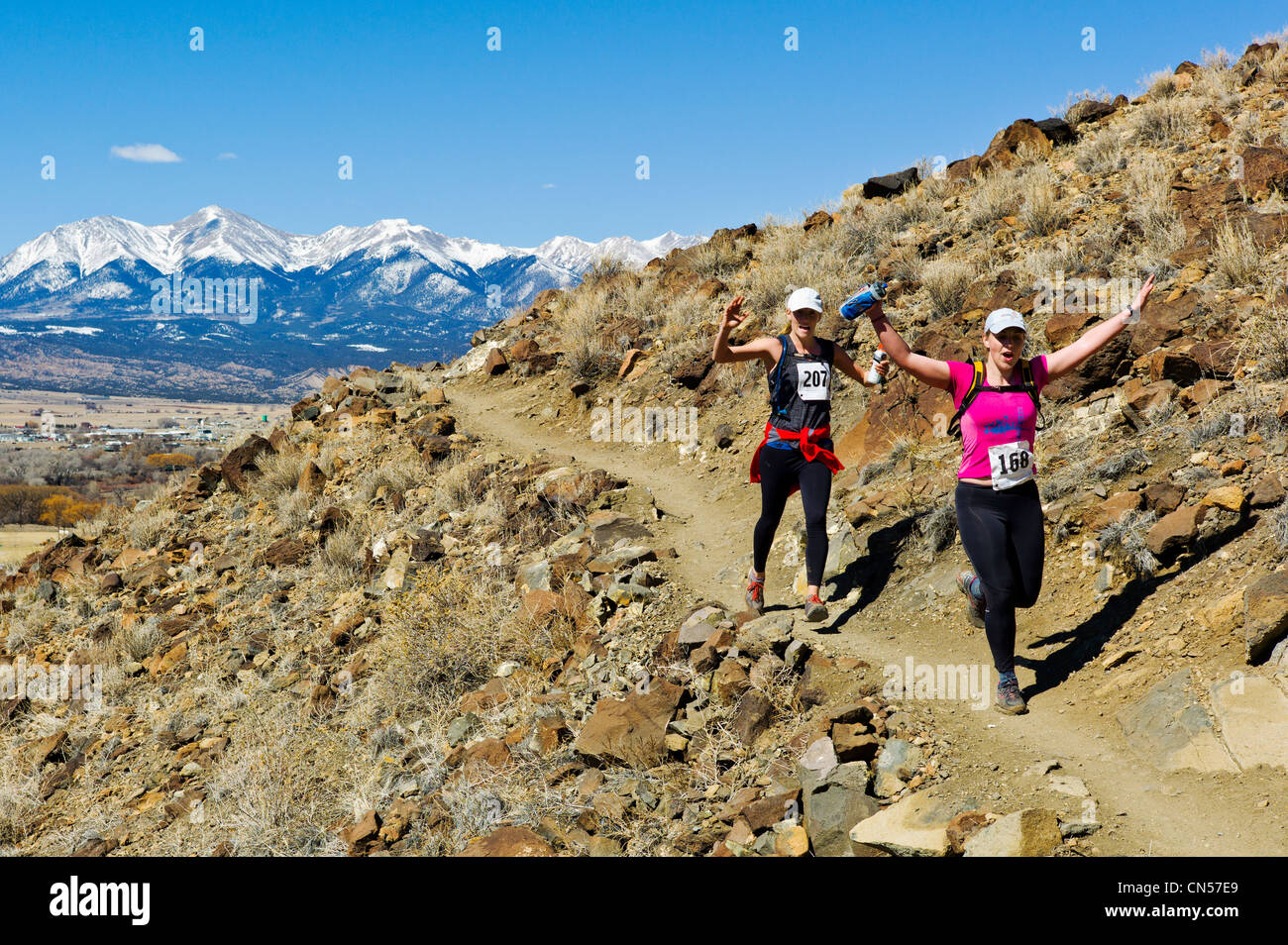 Runners compete in the Run Through Time Half Marathon, Salida, Colorado