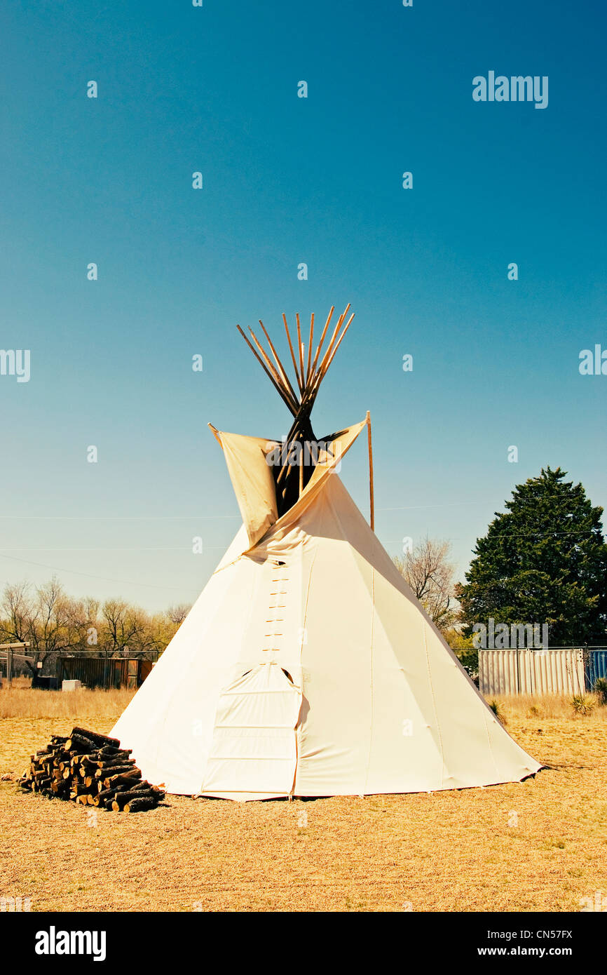 Teepee at El Cosmico; Marfa, TX. Stock Photo