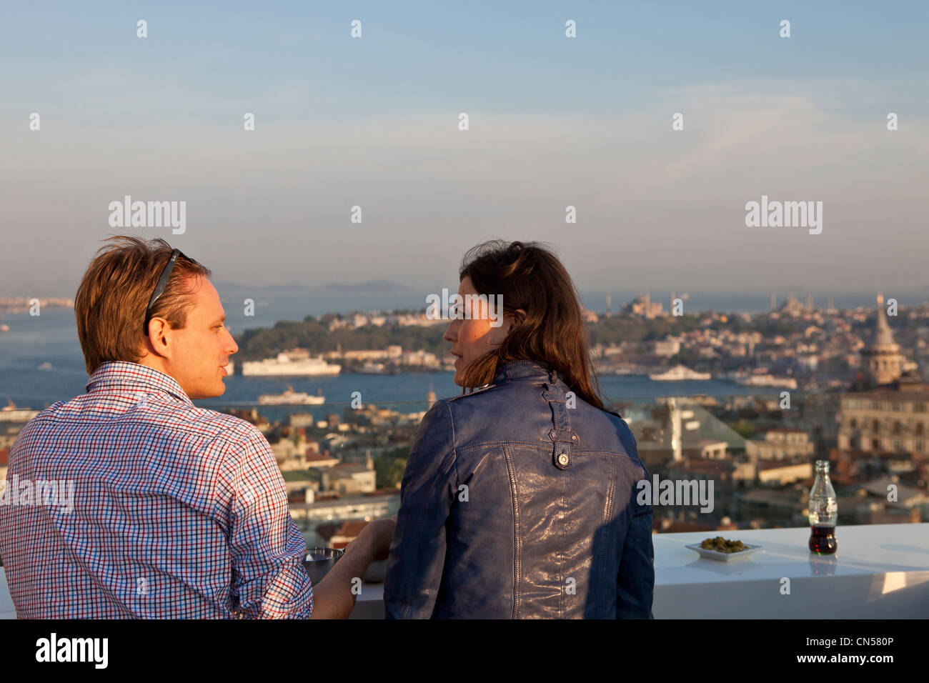 Turkey, Istanbul, Beyoglu, Tünel district, terrace of the Hotel Marmara Pera Stock Photo