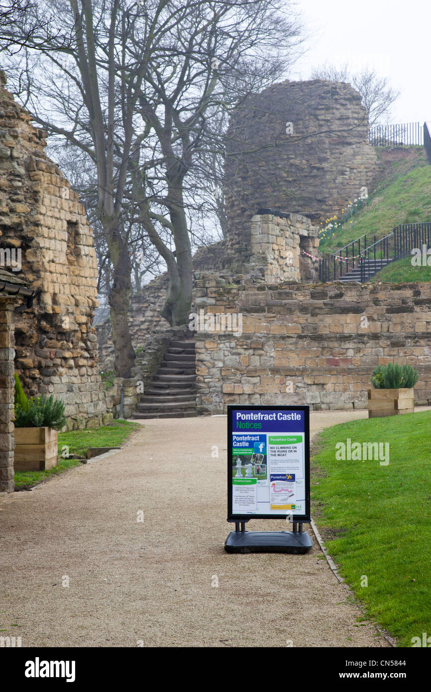 The ruins of Pontefract Castle at Pontefract, West Yorkshire, UK Stock