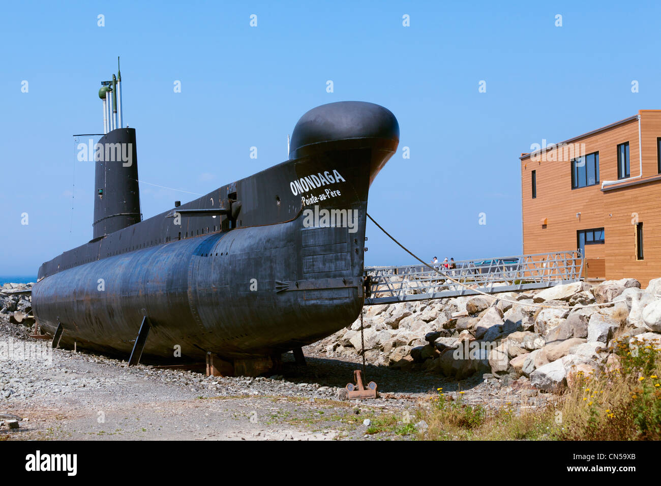 Canada, Quebec Province, Gaspe Peninsula, Pointe au Pere Maritime Historic Site, Onondaga submarine open to the visitors Stock Photo