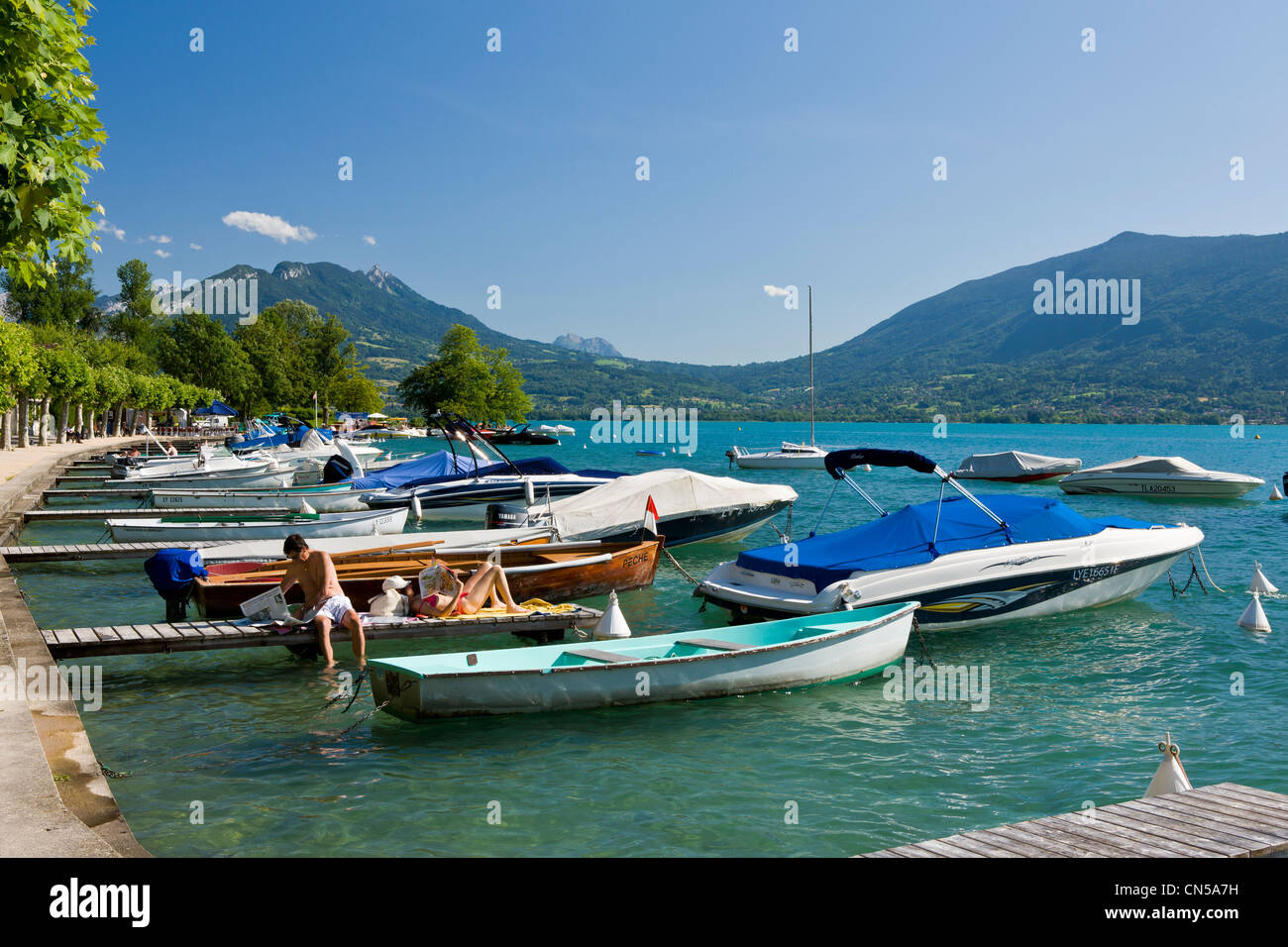 France, Haute Savoie, Veyrier du Lac, Annecy lake, the marina Stock Photo