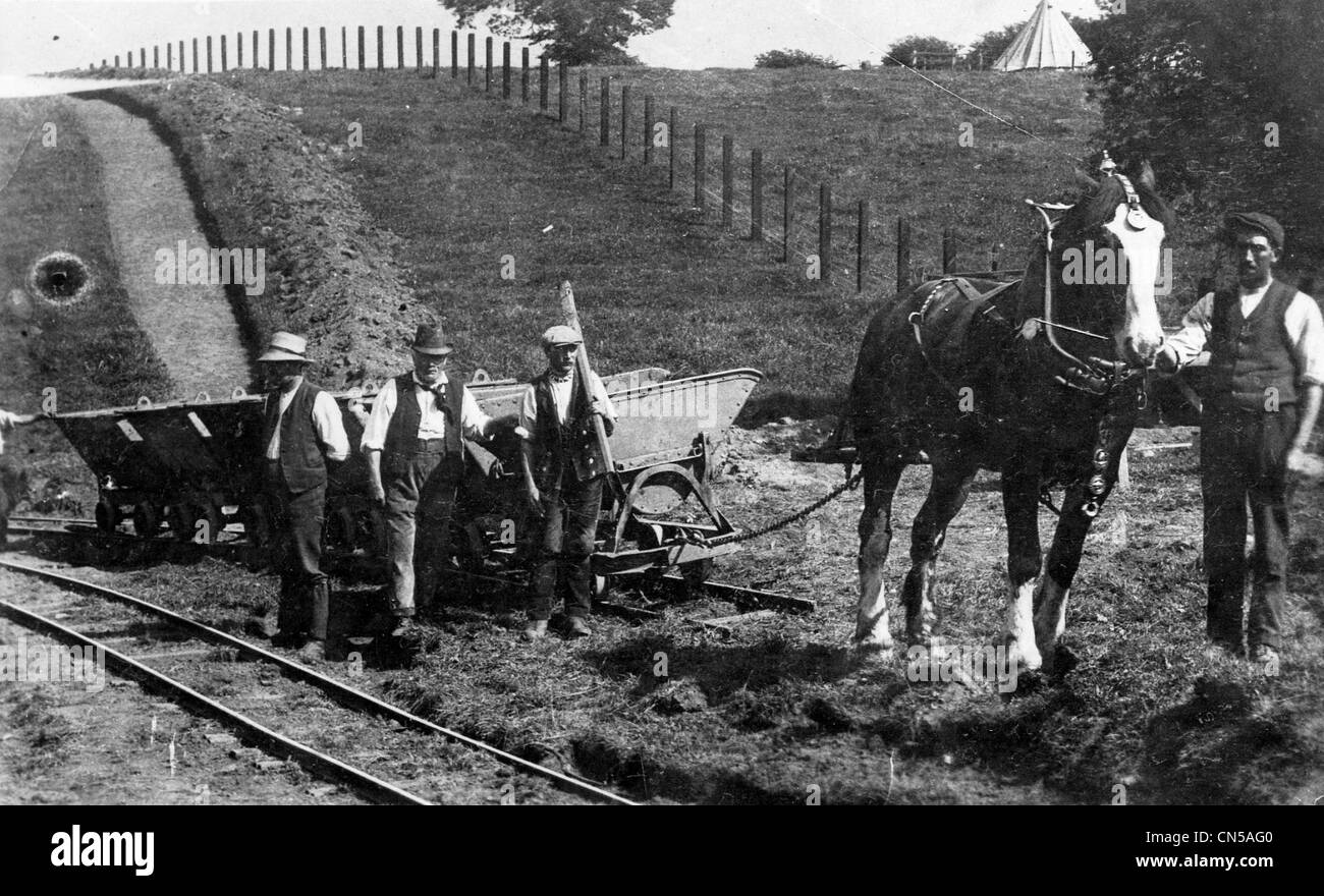 Railway construction, Compton, Wolverhampton, 1912. A group of navvies pose for a photograph during the building of the railway. Stock Photo