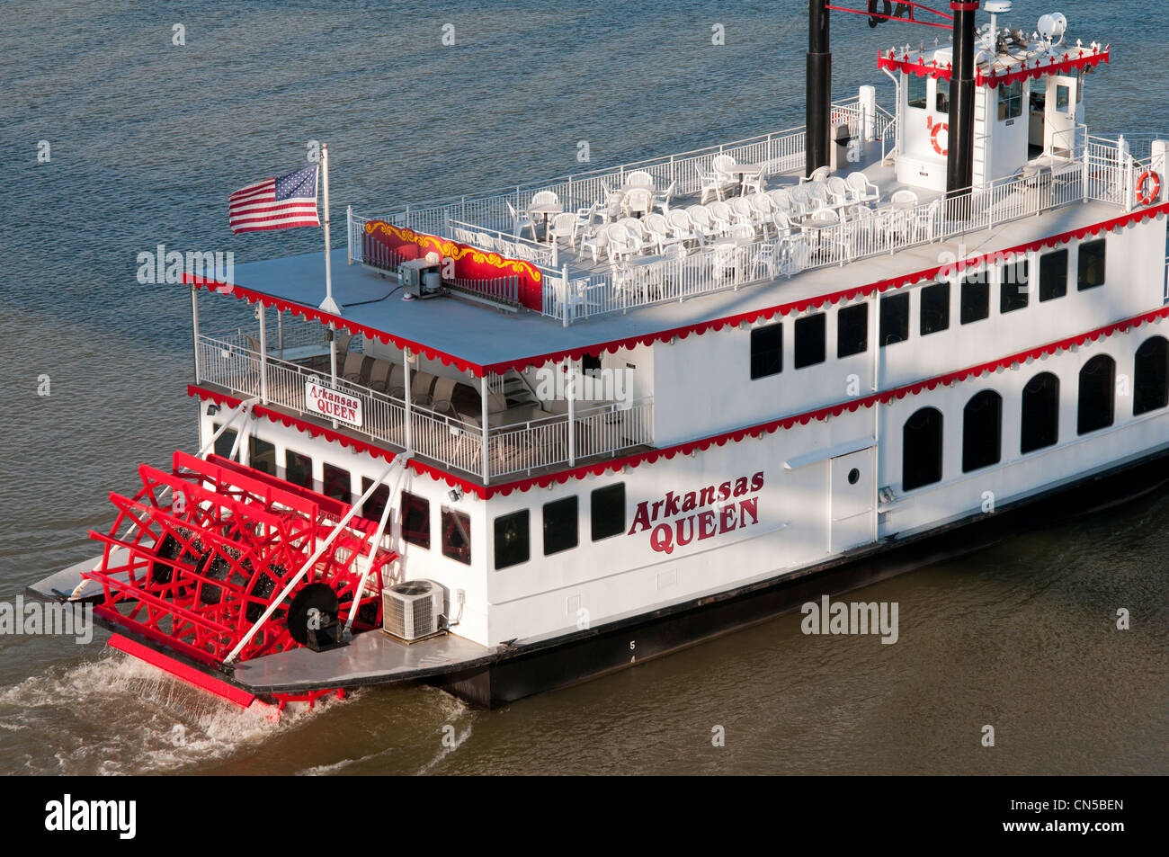 The Arkansas Queen riverboat is berthed at the north Shore Maritime