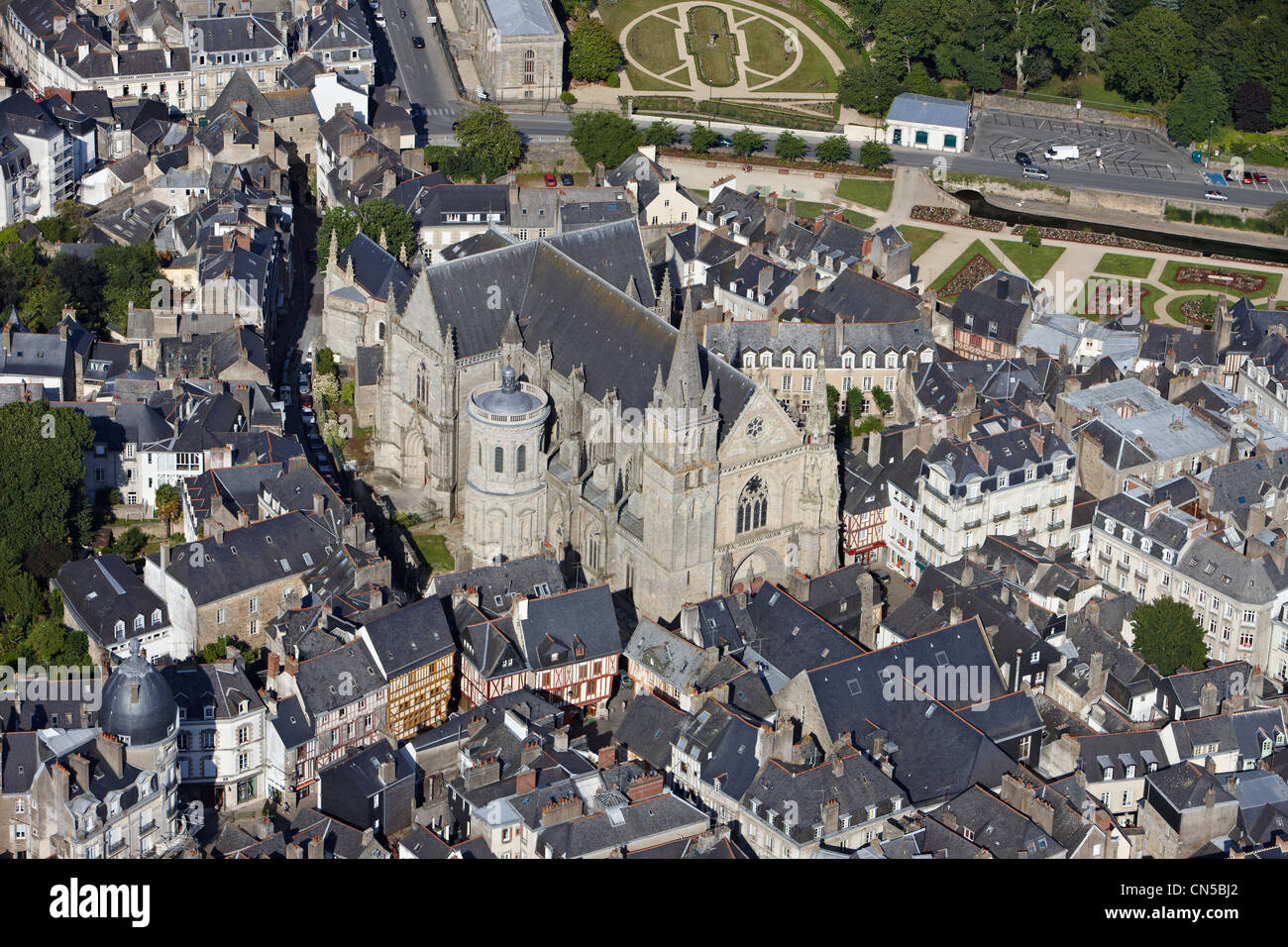 France Morbihan Vannes St Pierre Cathedral aerial View Stock Photo france-morbihan-vannes-st-pierre-cathedral-aerial-view-stock-photo