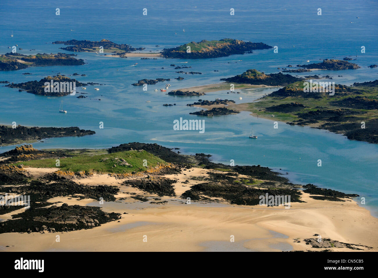 France, Manche, Iles Chausey (aerial view) Stock Photo