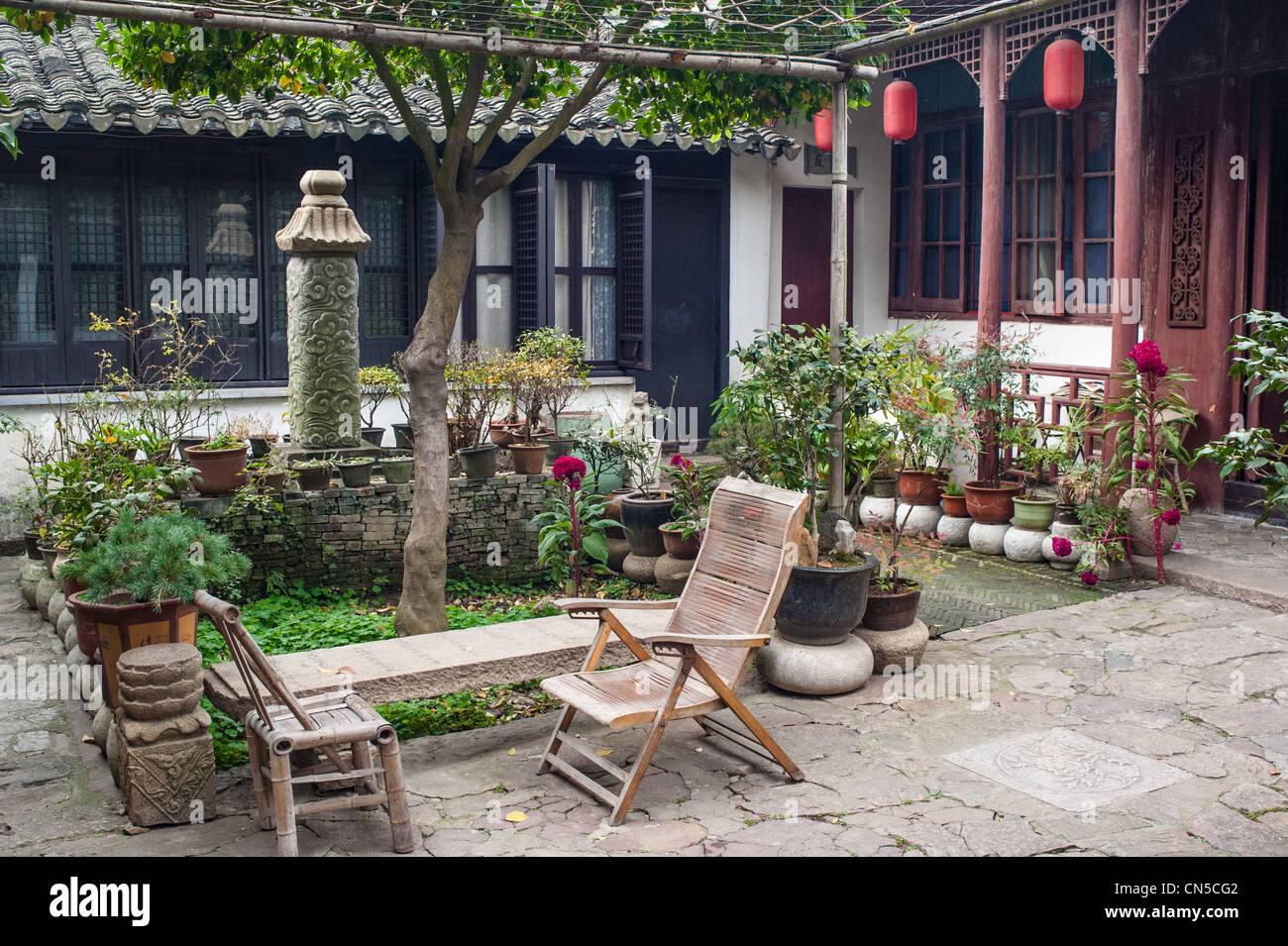 Traditional yard of Chinese house, located Tongli of Suzhou Stock Photo
