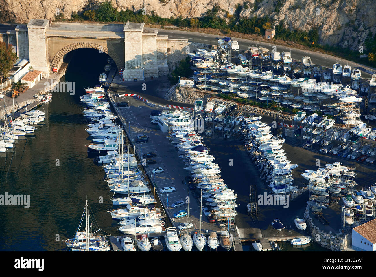 France Bouches Du Rhone Marseille 16th District The Estaque Port Of Lava Rove Tunnel Aerial View Stock Photo Alamy