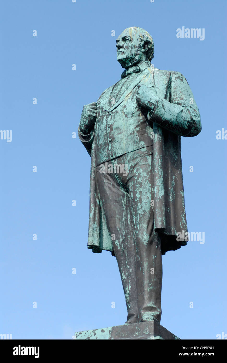 Iceland, Reykjavik, statue of the national hero Jon Sigurdsson in the public garden of Austurvollur, the sculptor Einar JONSSON Stock Photo