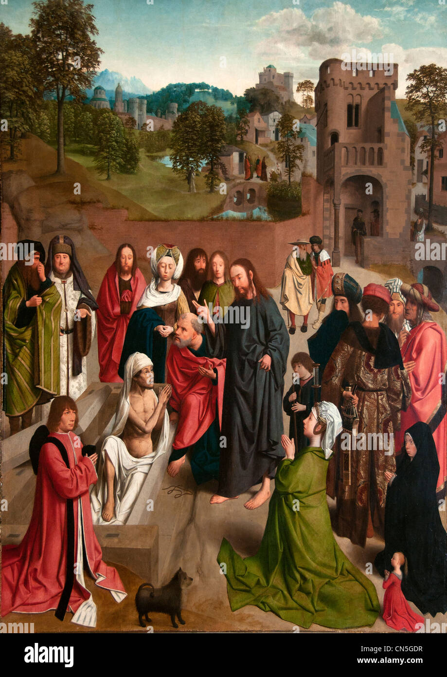 The Raising of Lazarus 1480 by Geertgen tot Sint Jans or Gerard de Sint Jean Dutch Netherlands Stock Photo