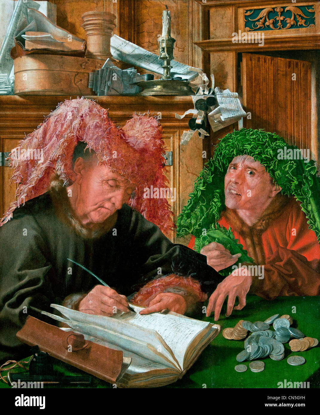 The Tax Collectors Dutch  1540 The money changer and his wife Marinus van Reymerswale - Reimerswaal 1490 - 1567 Dutch Netherland Stock Photo