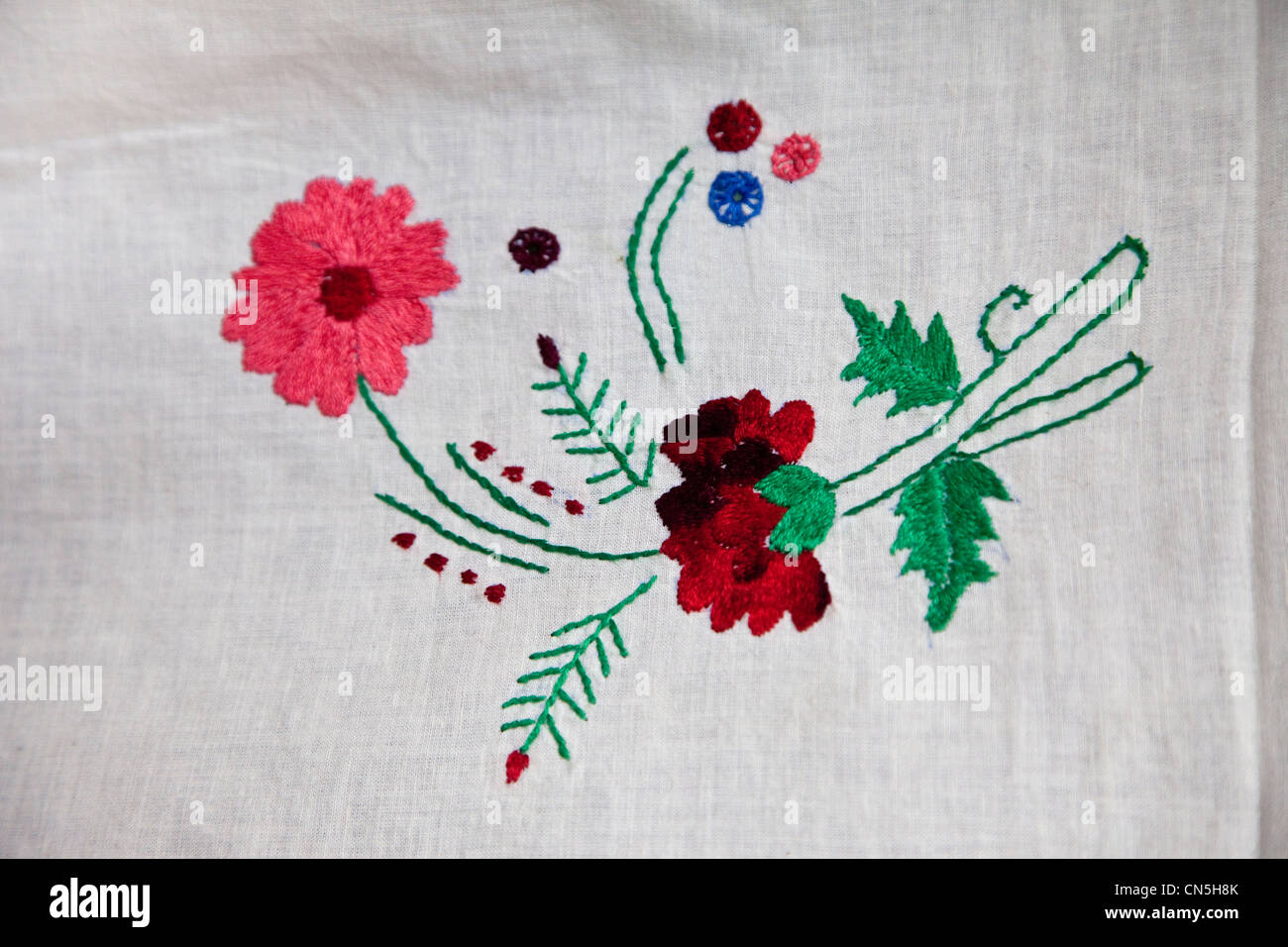 Dehradun, Uttarakhand, India. Embroidery Work done by Indian Muslim Woman. Stock Photo
