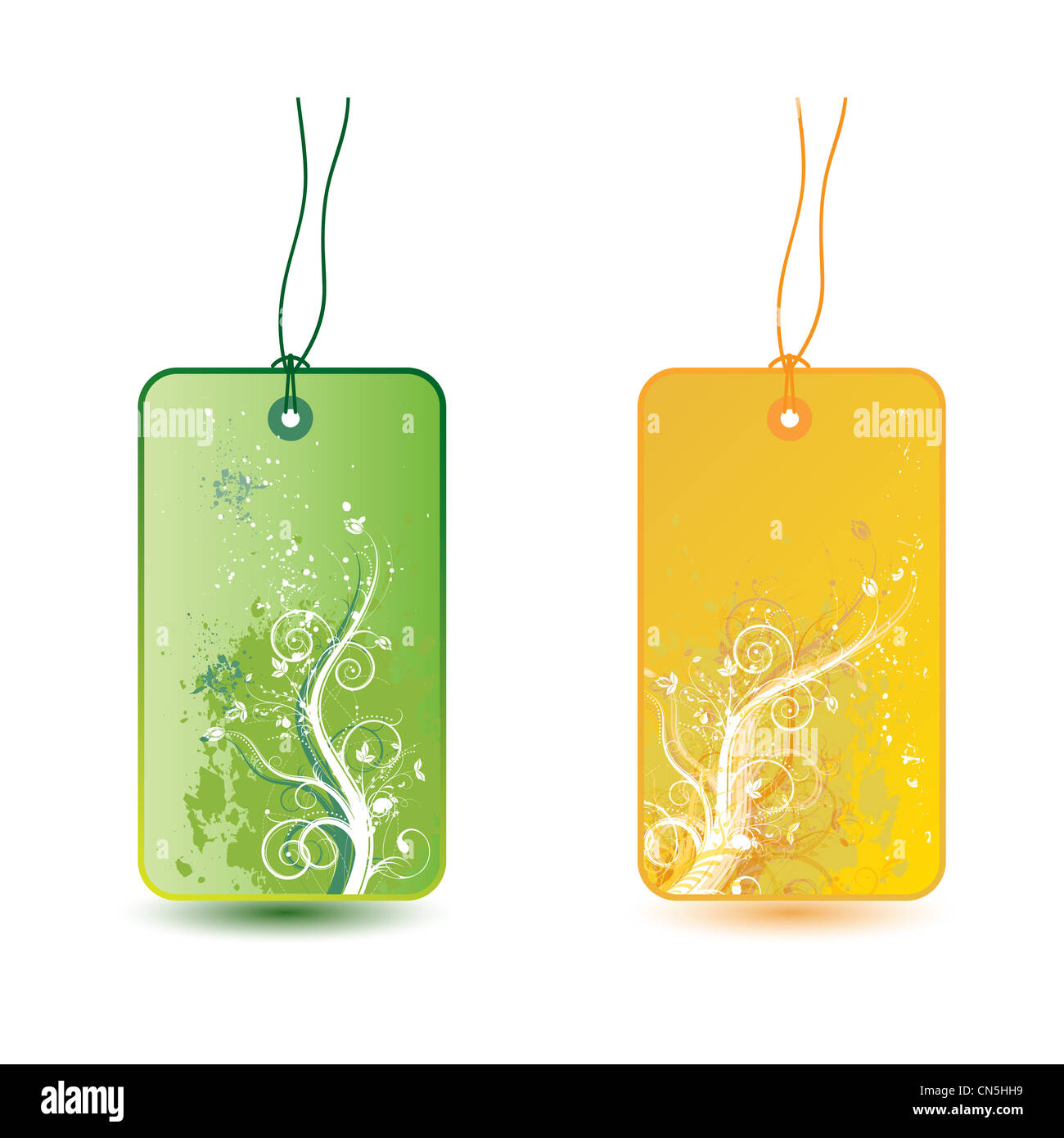 Floral tags with grunge elements, vector illustration Stock Photo - Alamy