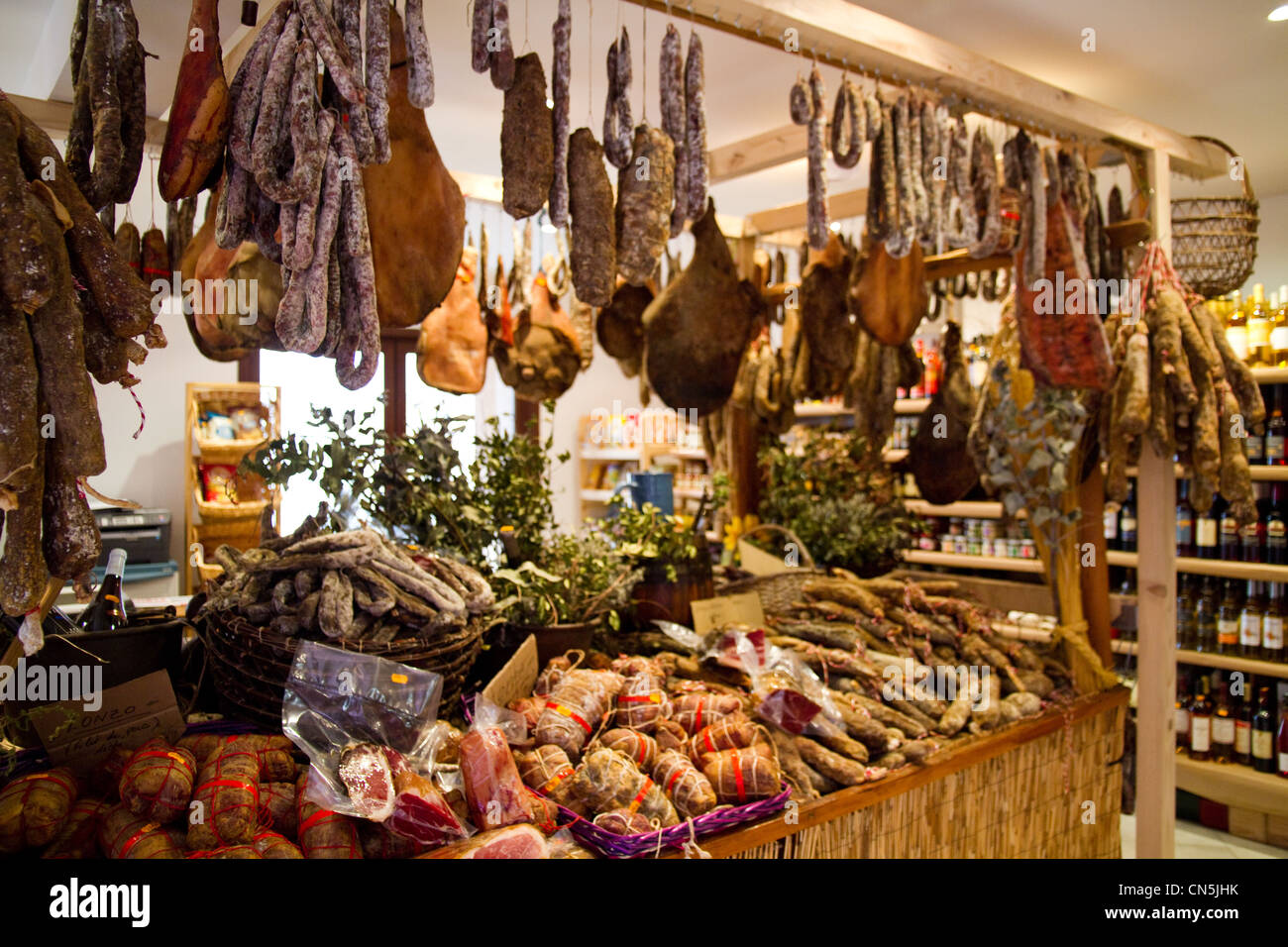 A shop for cured meats in Corsica France Stock Photo Alamy