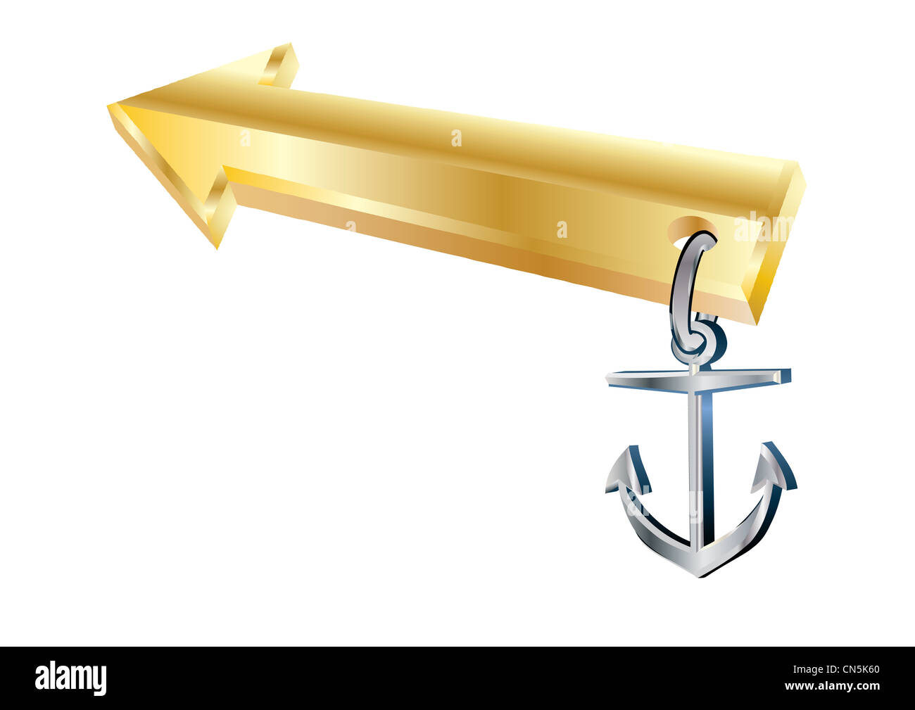 Gold arrow with anchor, vector illustration Stock Photo Alamy